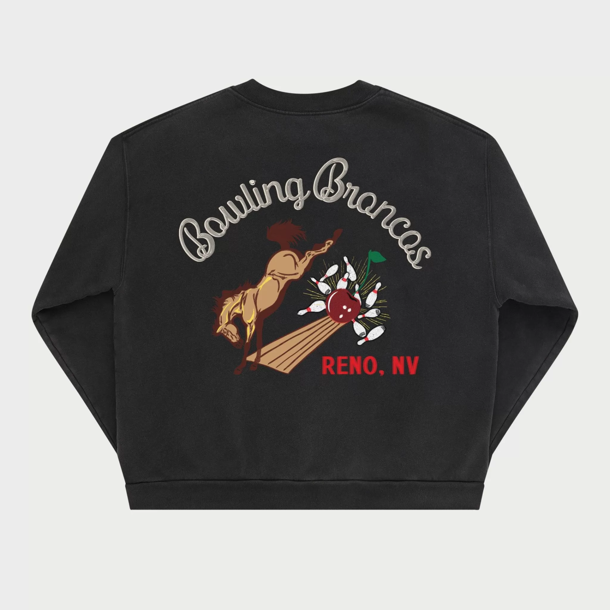 Cherry Col Ras Du Cou Des Broncos De Bowling (Noir)* Sweat-Shirts