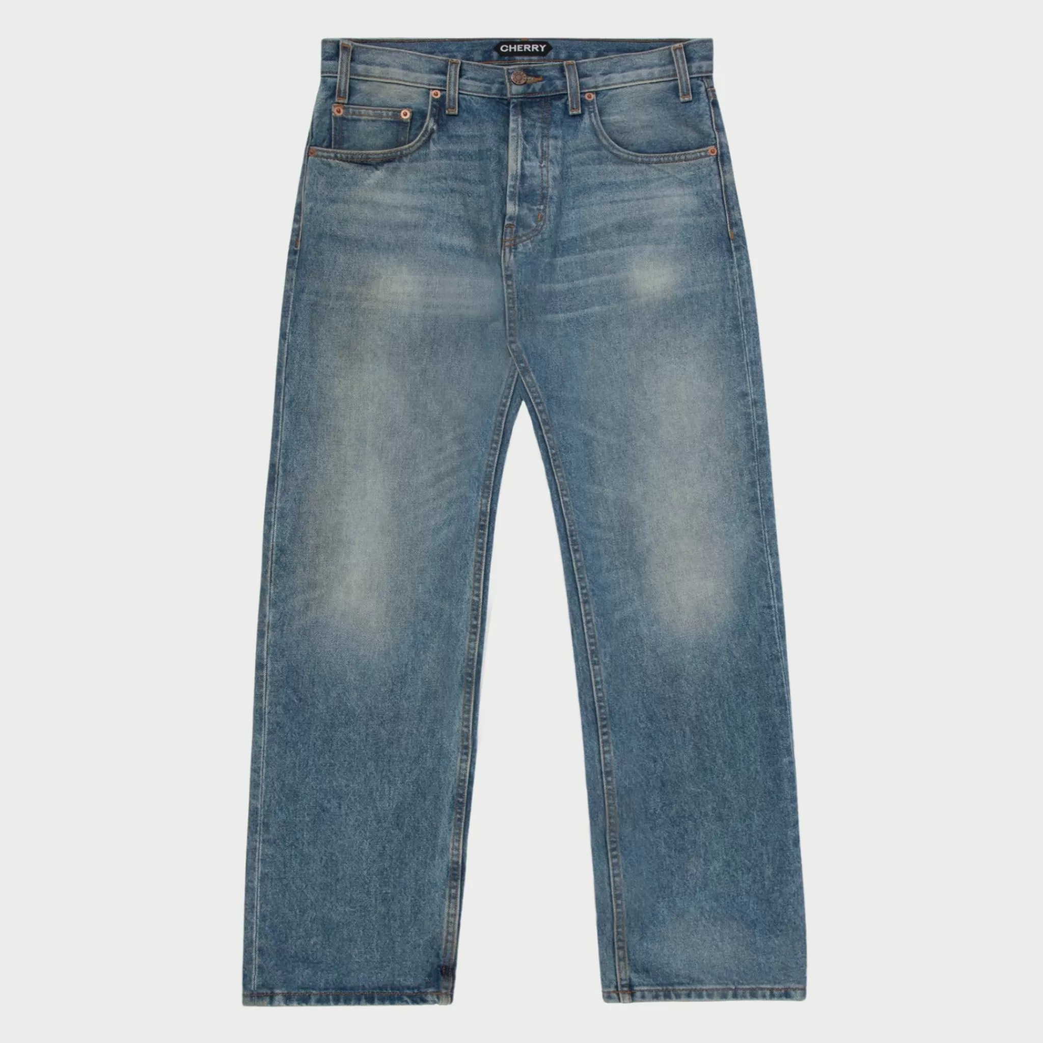 Cherry Denim A 5 Poches A Jambe Large (Indigo)* Pantalon