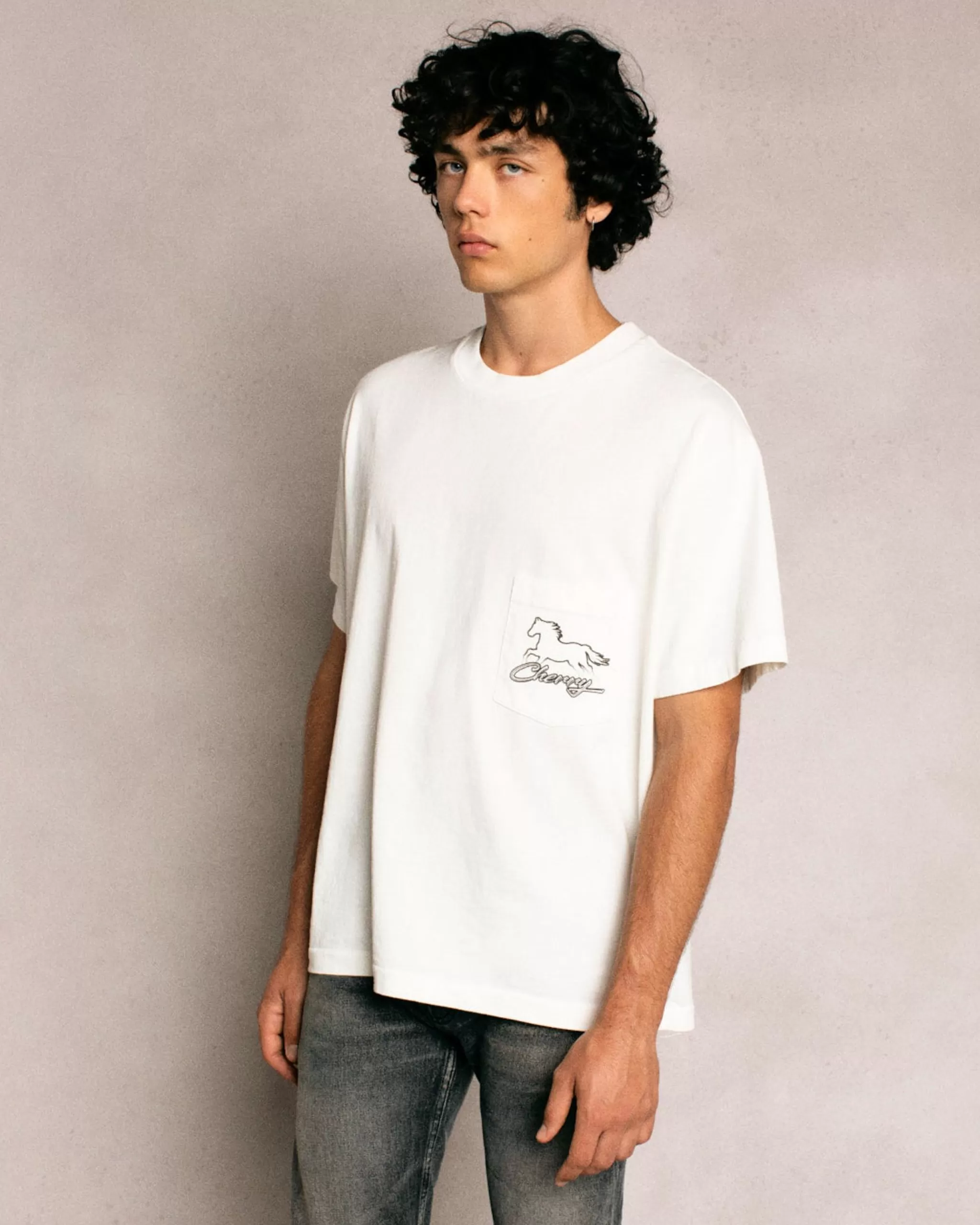 Cherry T-Shirt A Poche Stardust Boxy (Blanc Vintage)* T-Shirts Et Manches Longues